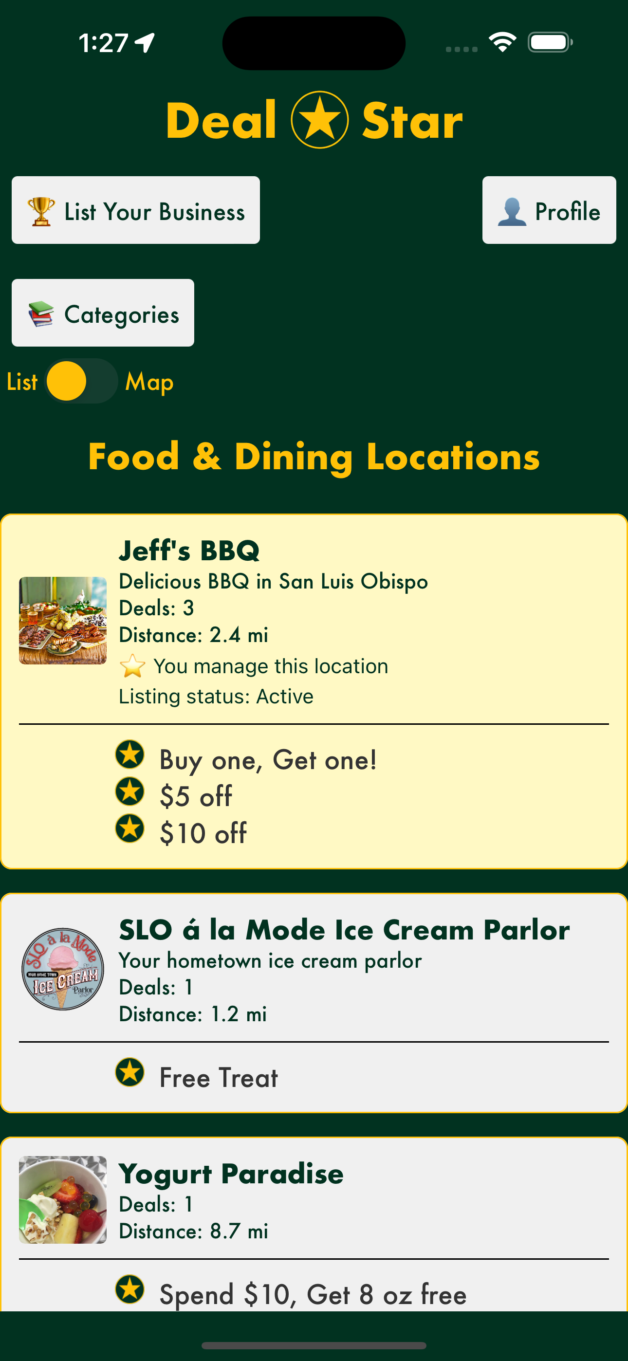 Food & Dining Listings